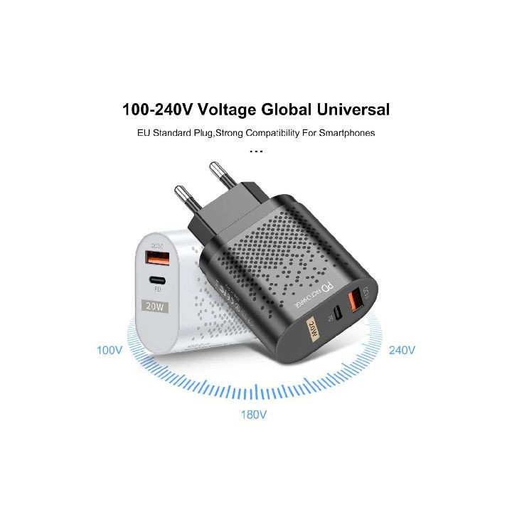 Caricabatterie USB + USB-C