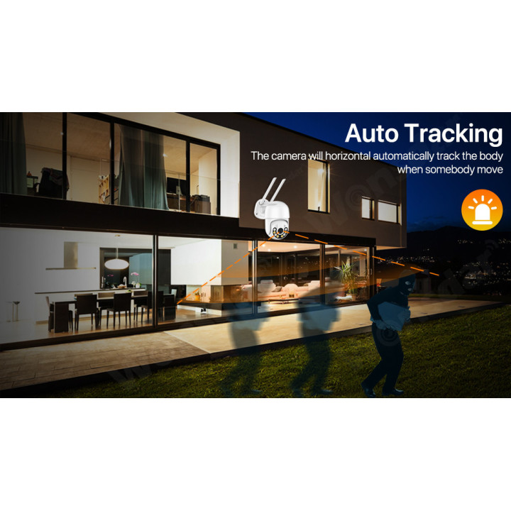 WIFI IP Camera esterna 1080p - Wireless H.265 PTZ - Auto Tracking - APP iCSee
