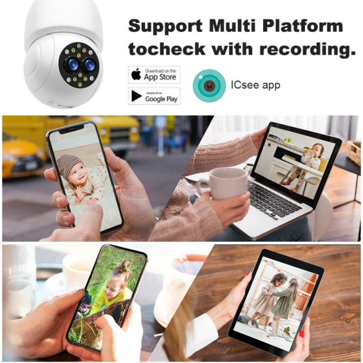 IPcamera da porta lampada E27 interna 2MP - Wireless H.265 - Auto Tracking - APP iCSee