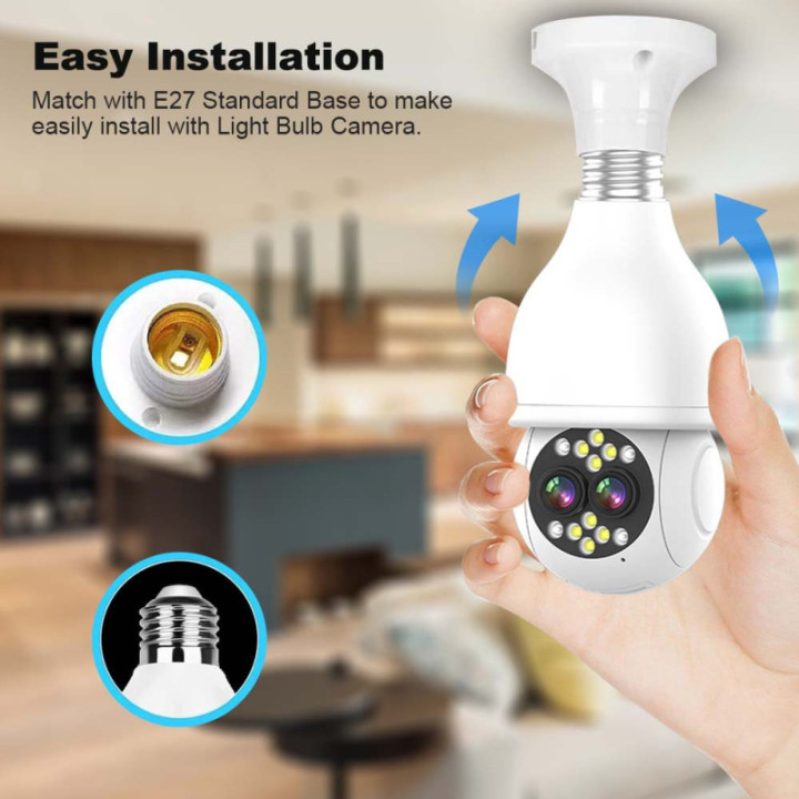 IPcamera da porta lampada E27 interna 2MP - Wireless H.265 - Auto Tracking - APP iCSee