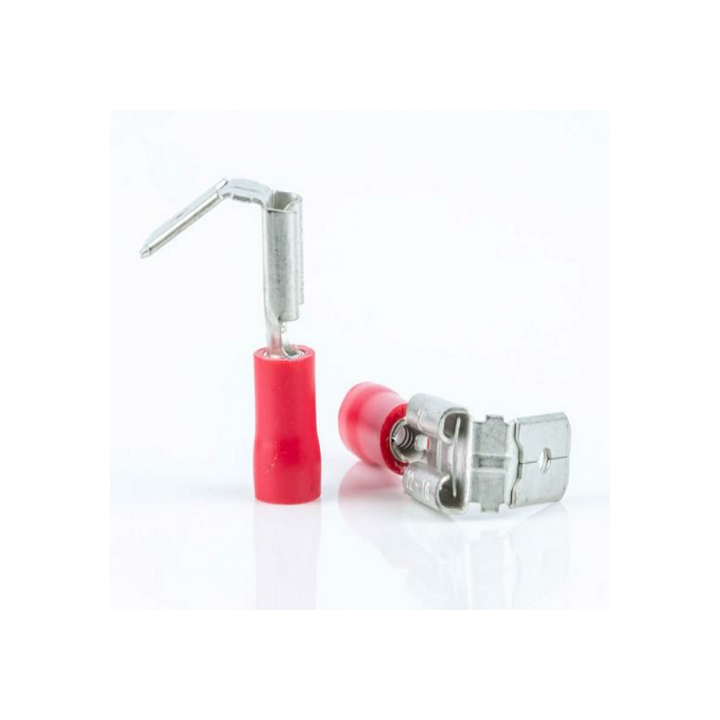 Capicorda Faston 6,3mm M-F. Rosso