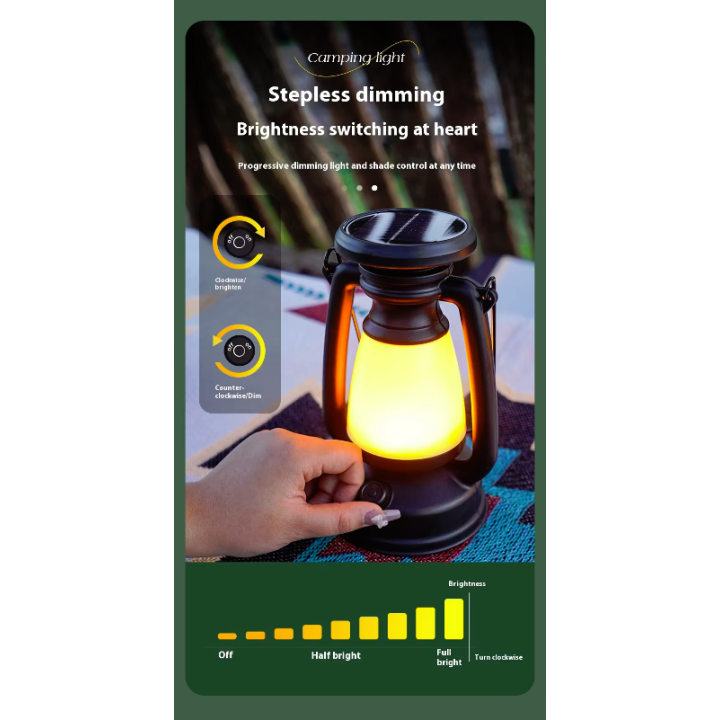 Lanterna ricarica solare cambio colore luce