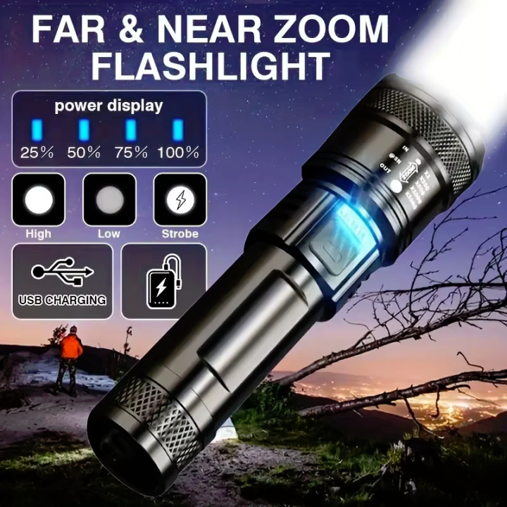 Torcia LED  con zoom ricaricabile