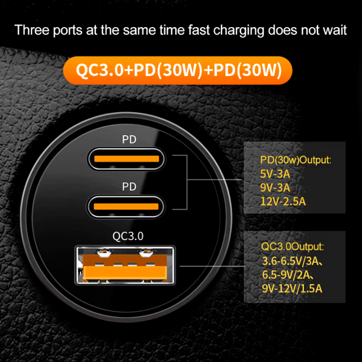 Adattatore Accendisigari a USB + 2xUSB-C 3A