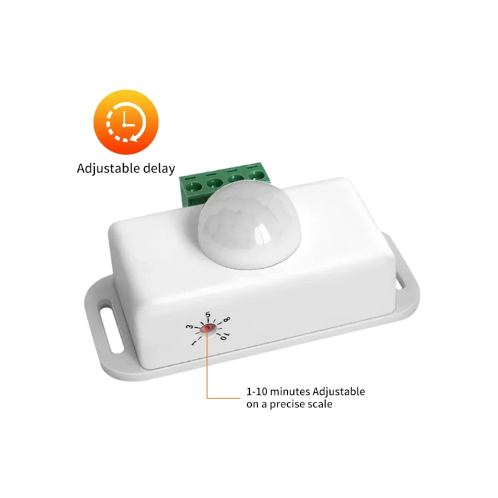 SENSORE PIR ACCENSIONE LUCI con TIMER - 12/24Vdc