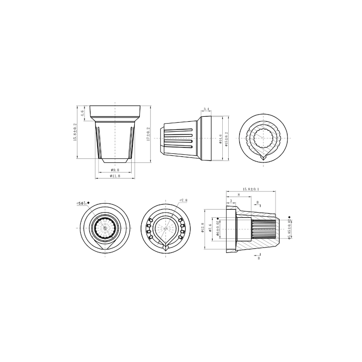 Manopola foro 6mm per potenziometro a pressione