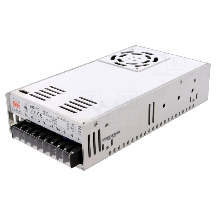 QP-200-3D Mean Well - Alimentatore: impulsi da incasso,mo...