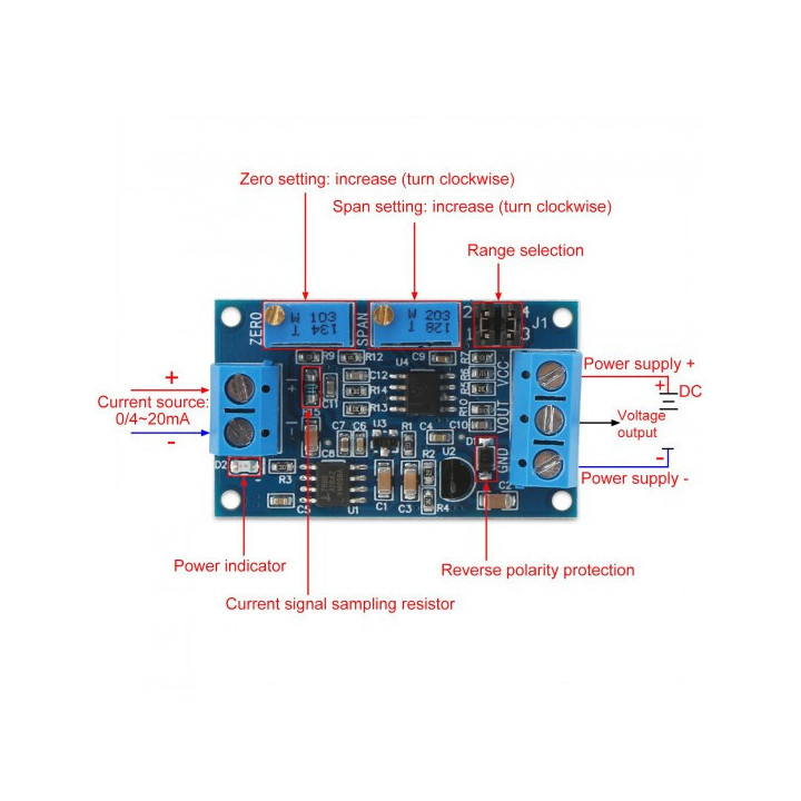 CONV. 4-20mA TO 0-10Vdc ALIM. 12/24Vdc